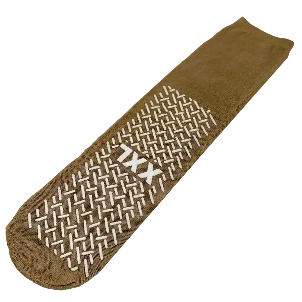 Anti-Rutsch-Socken Größe XXL 45-46, beige, beidseitig beschichtet
