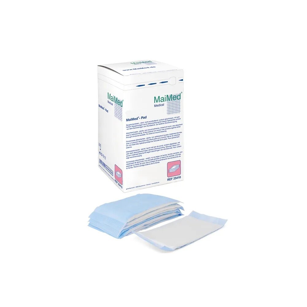 MaiMed Pad Saugkompressen 10 x 10 cm, unsteril Packung mit 25 Stück