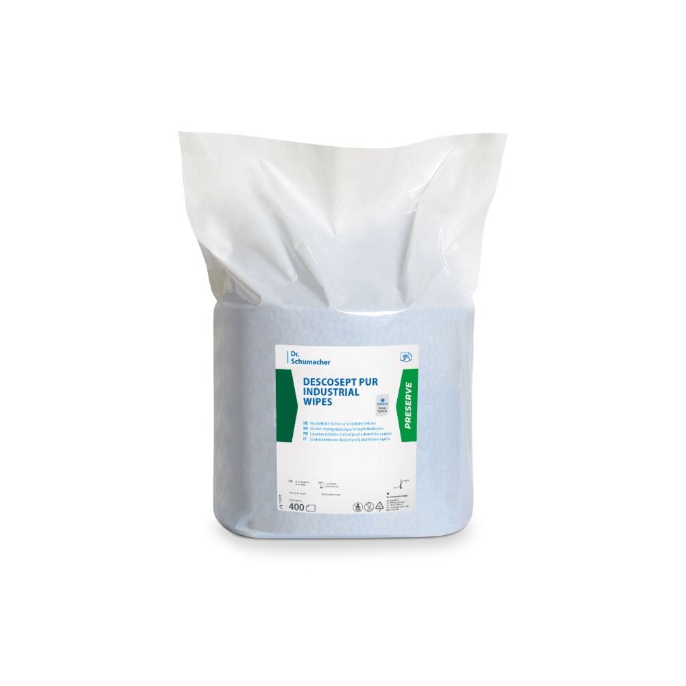 DESCOSEPT PUR INDUSTRIAL WIPES Nachfüllpack Fläche - Gebrauchsfertige Desinfektionstücher 2 x 400 Tücher