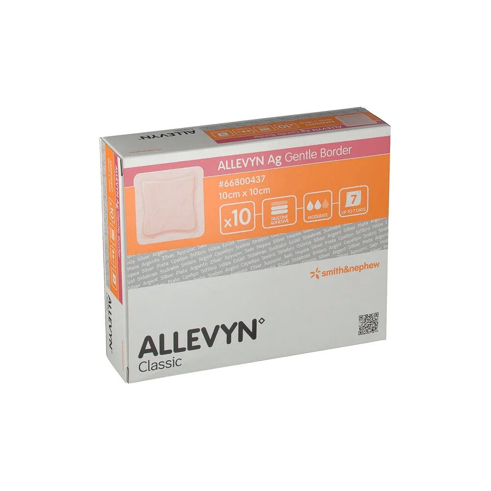 Allevyn Ag Gentle Border 10 x 10 cm (Pack 10 Stück)