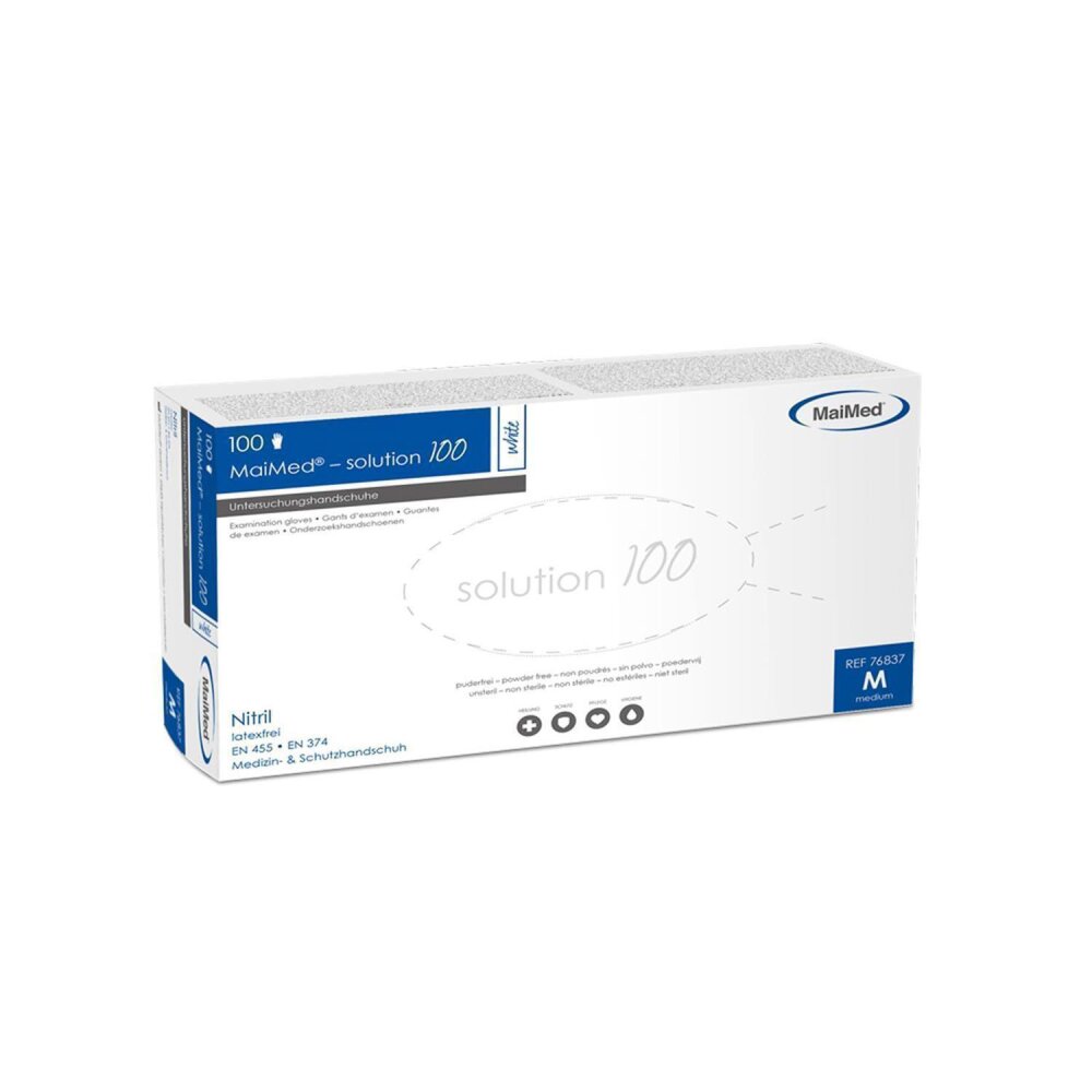 MaiMed solution 100 blue | blaue Nitrilhandschuhe, Größe M, 100 Stück