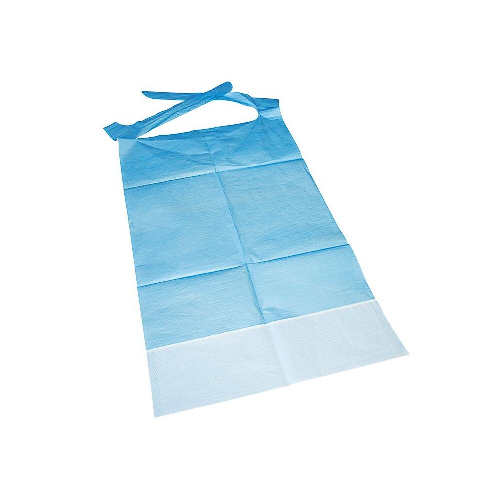 medi-inn Einmal-Esslätzchen Schutzlätzchen blau mit Krümeltasche vorne (Pack a 50 Stück)