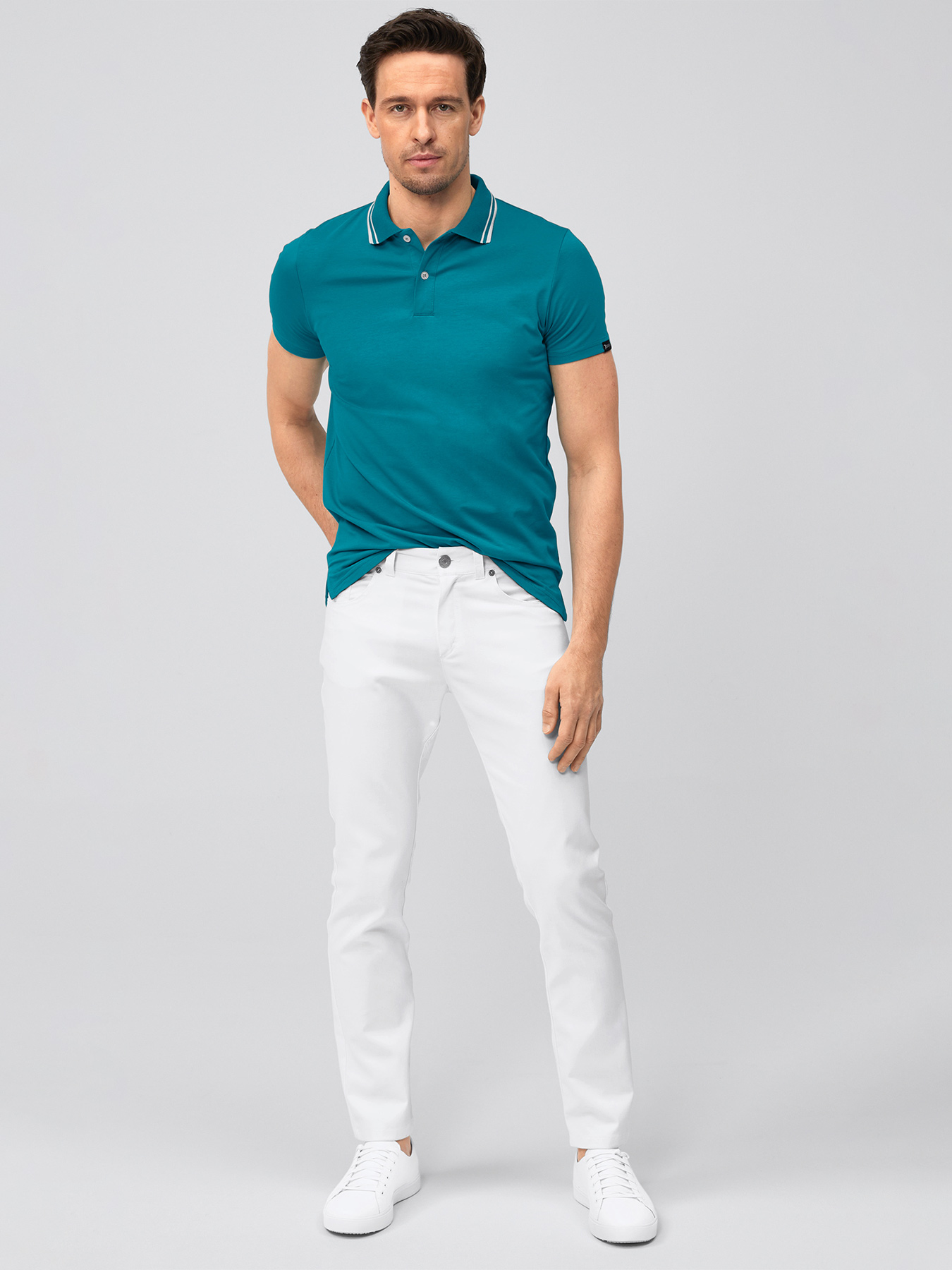 Unisex-Poloshirt, Single Jersey - Strickkragen