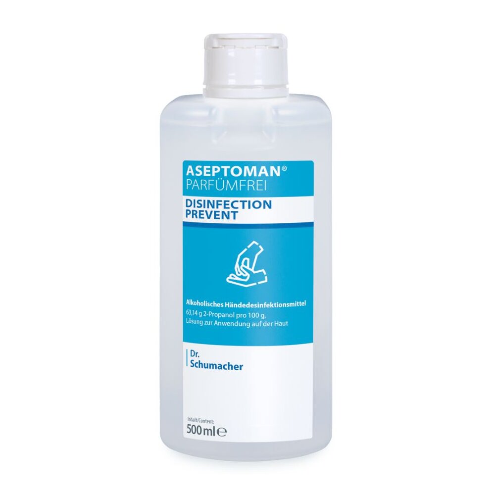 ASEPTOMAN® Parfümfrei, begrenzt viruzid, alkoholisches Händedesinfektionsmittel, (500 ml Flasche)