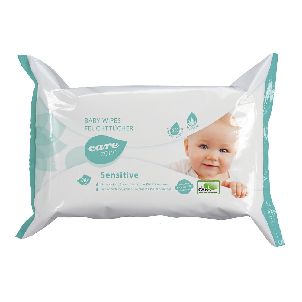 CAREZONE BABYWIPES SENSITIVE, Feuchtpflegetücher, Hände & Hautpflege 80 Tücher