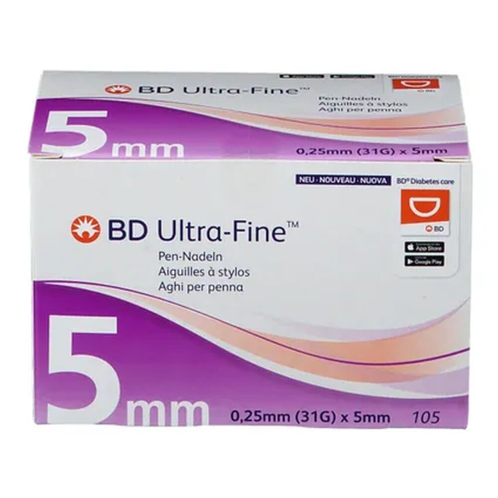 BD Ultra Fine Pen-Nadeln 31G, 0,25 x 5 mm, Pack à 105 Stück