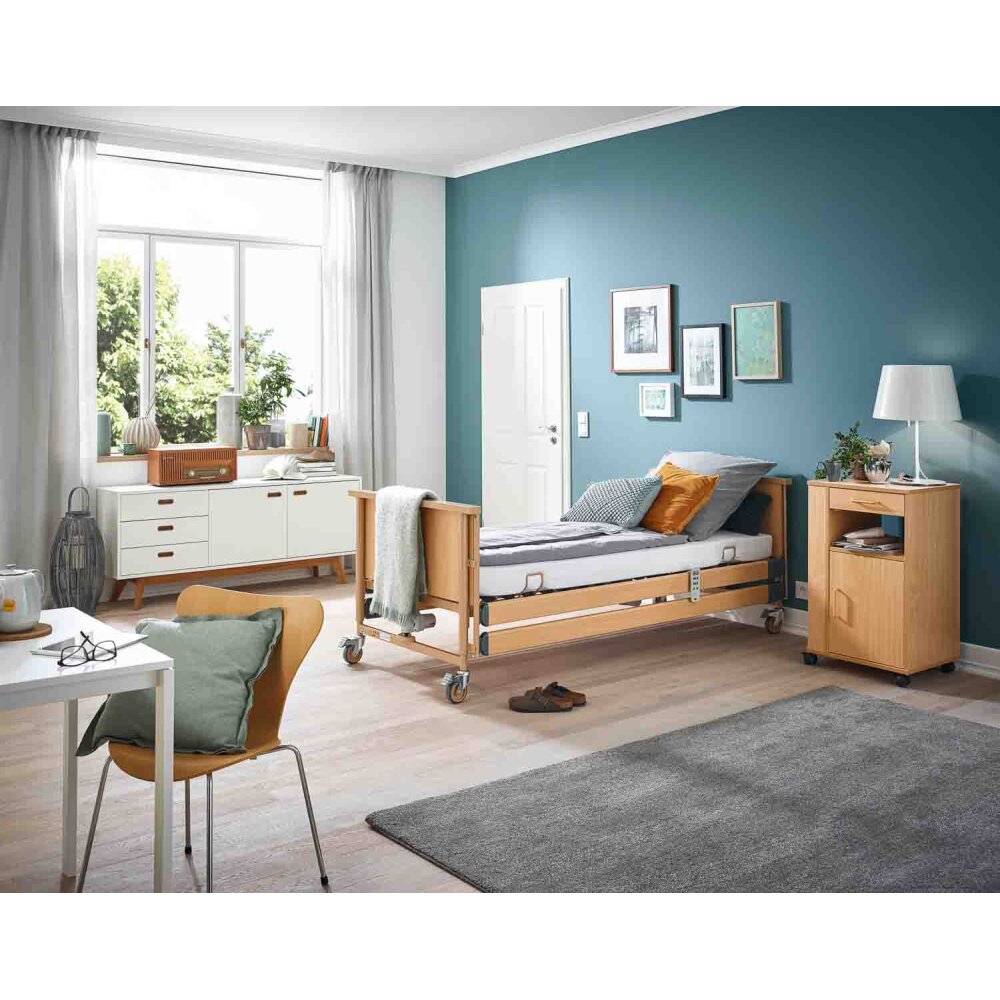 Burmeier Pflegebett Dali inkl. lange Seitensicherungen in Holz