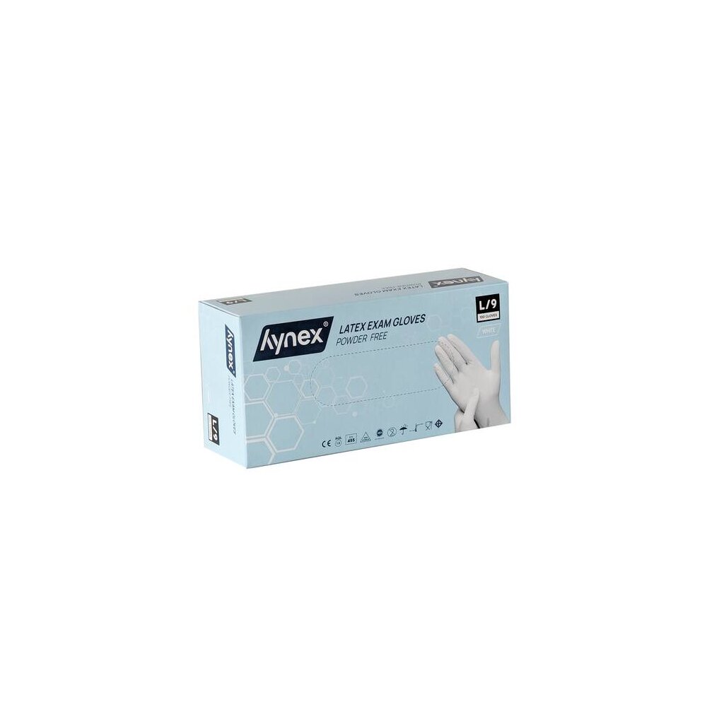 Hynex Latexhandschuh puderfrei 5g (Box a 100 Stück) in Größe L