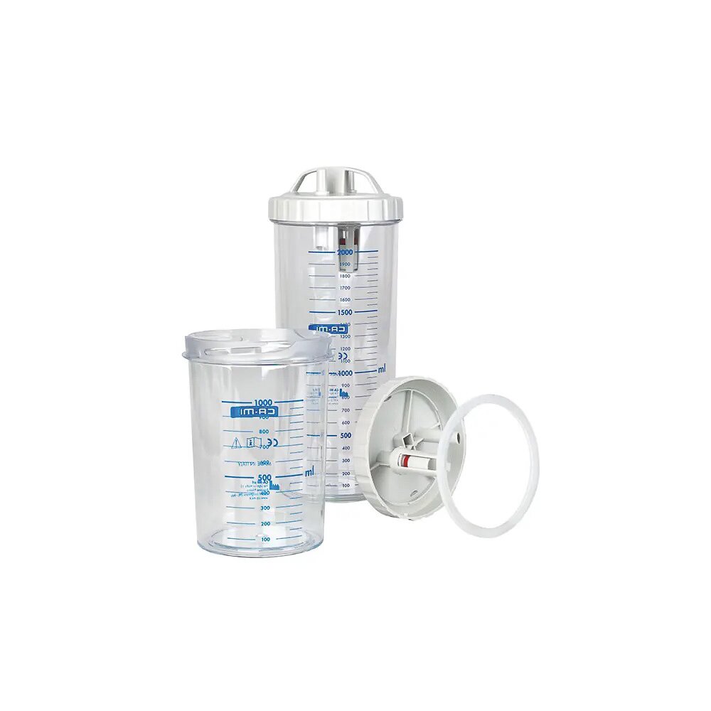 Absaugbehälter - 2 Liter, mit Deckel und Überlaufsicherung, autoclavierbar bis 120 °C