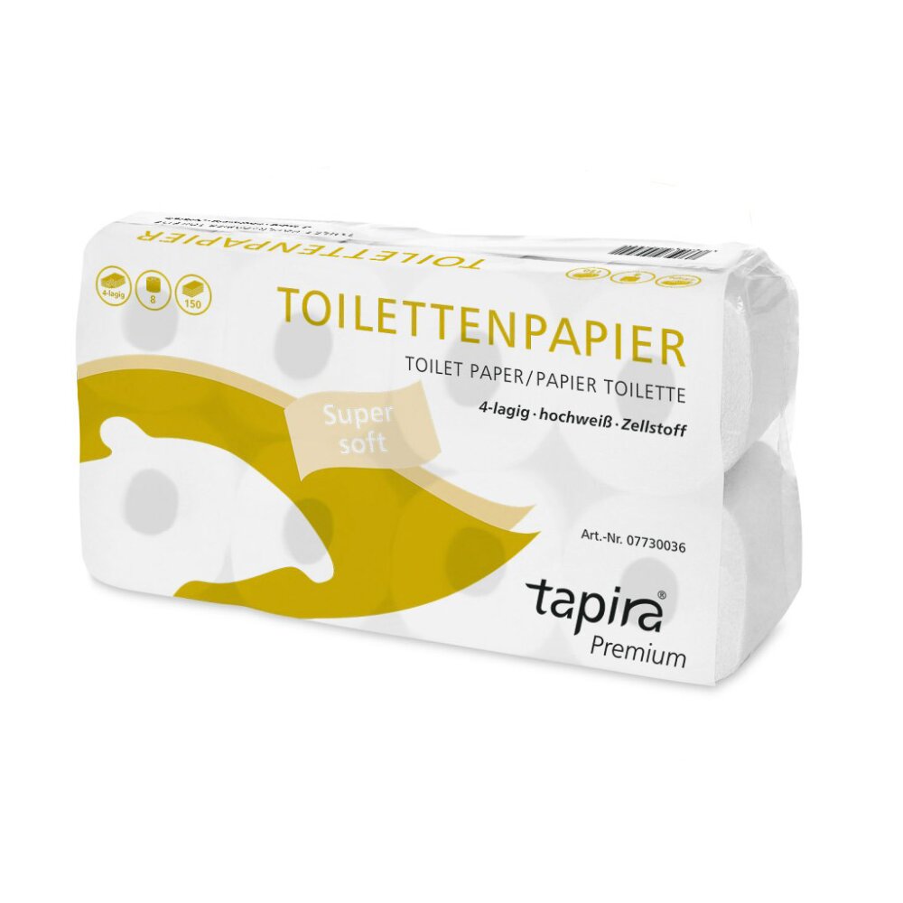 Premium Toilettenpapier 4-lagig, 8 Rollen à 150 Blatt