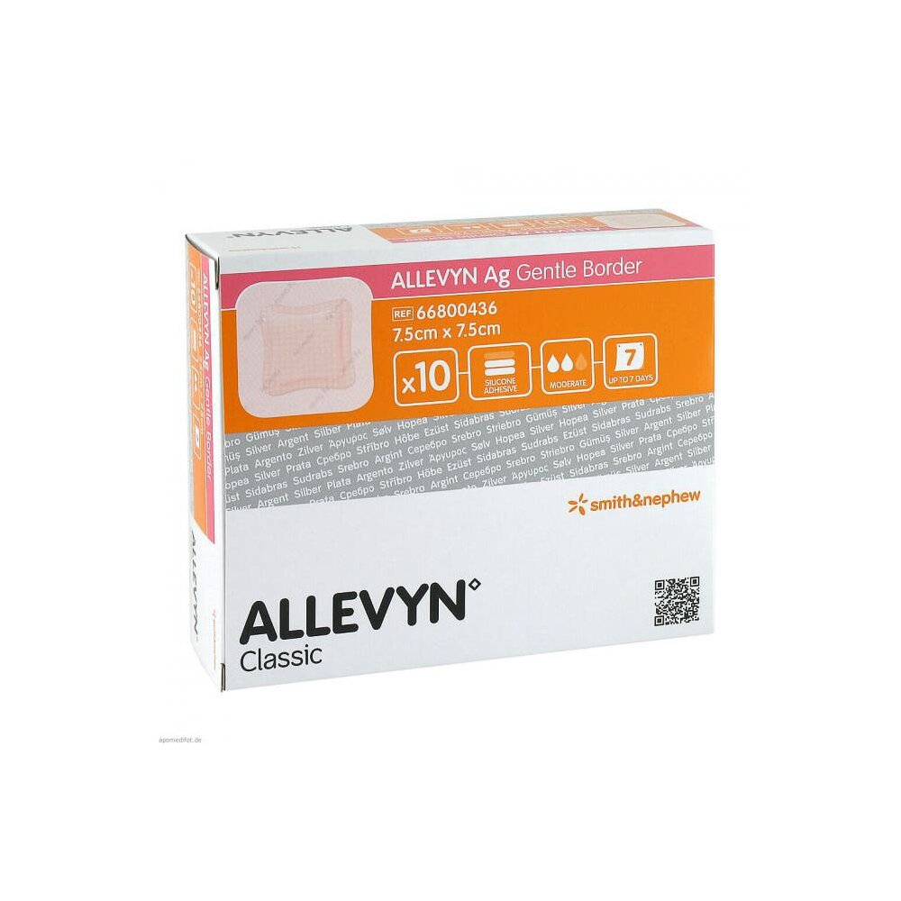 ALLEVYN Ag GENTLE BORDER 7,5 x 7,5 cm Wundverband